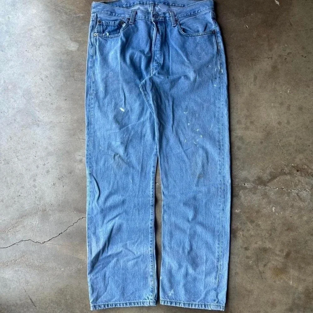 Vintage Levi's 501 xx distressed painted jeans y2k 2000s size 32x30